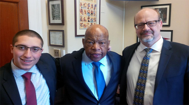 Paul Corda (left) and Dale Skran (right) following a meeting with Rep. John Lewis (D-GA).