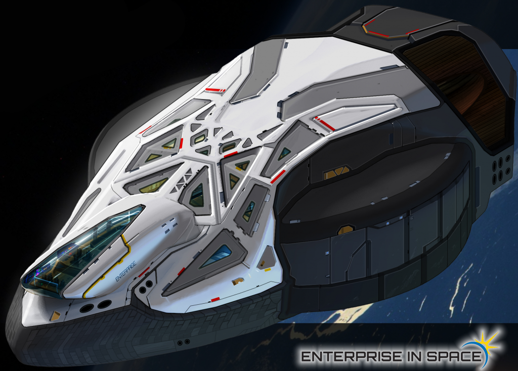 The science fiction-inspired design for the NSS Enterprise was chosen through a crowdsourcing contest. (Image courtesy of EIS.)