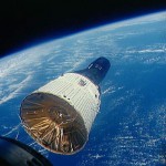 Gemini 6 in space, as seen from Gemini 7 during their rendezvous.