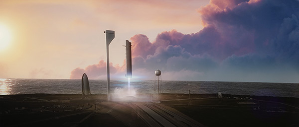SpaceX ITS reusable first stage return