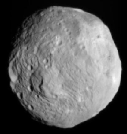 Vesta as imaged on July 9 by the Dawn spacecraft, courtesy NASA