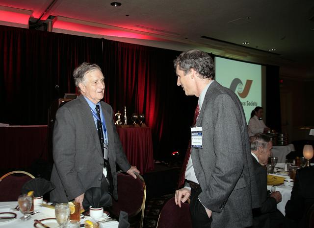 NSS Governor Frederick I. Ordway III talks with Mars Exploration Rover scientist Steven Squyres at the International Space Development Conference  