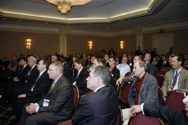 Participants listen to Lon Levin (not pictured) at the Space Venture Finance Symposium, a part of the International Space Development Conference