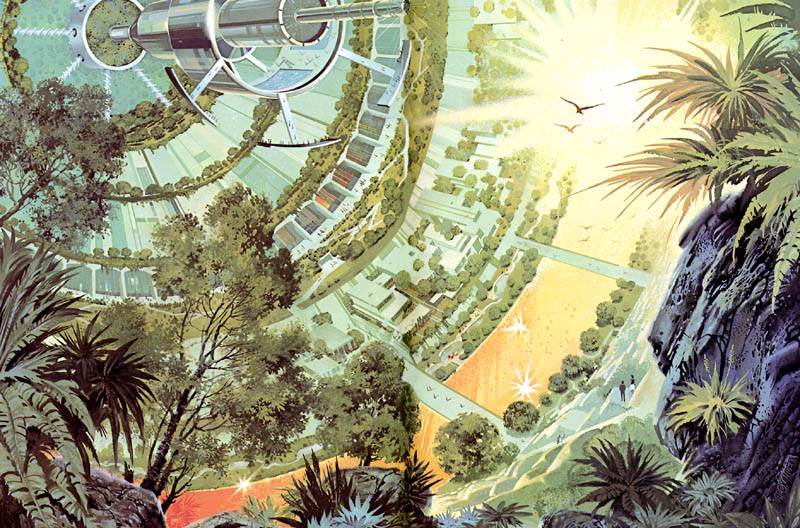Science Year 1976 Interior of “Sunflower” space settlement design