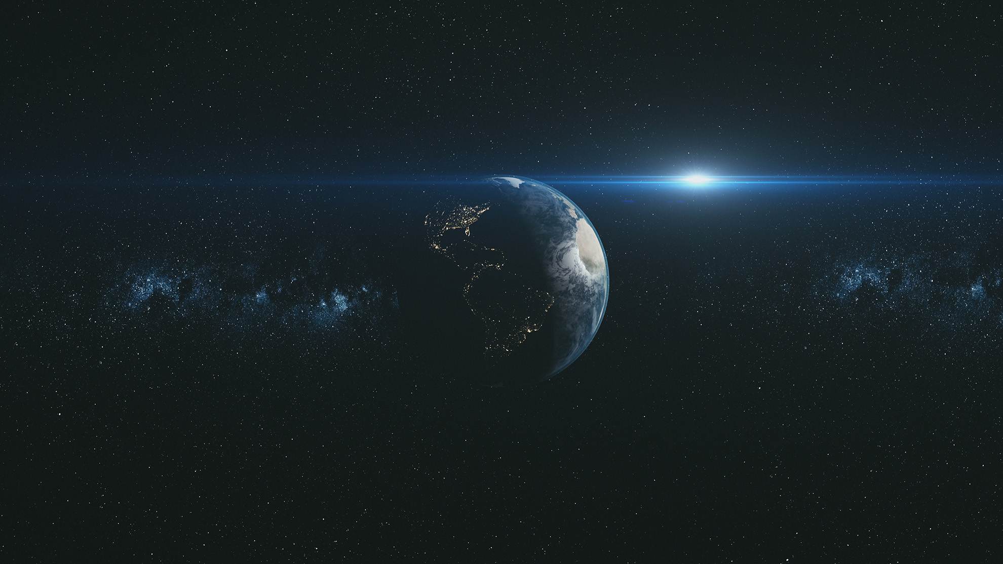 Spin Earth Orbit Meteor Glow Starry Background