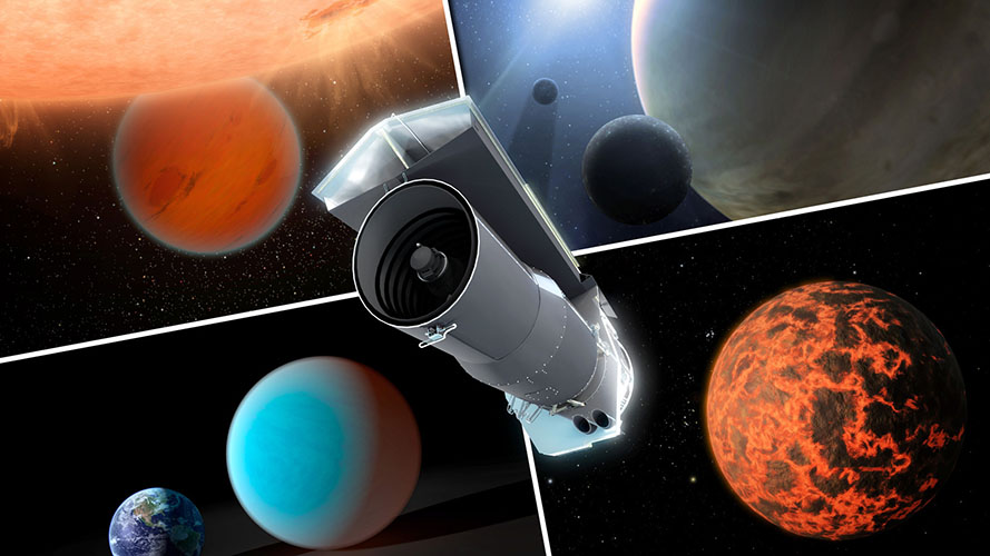 Spitzer telescope and planets artist concept courtesy NASA