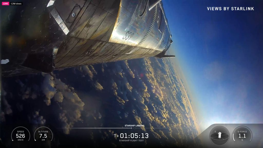 Starship nears landing